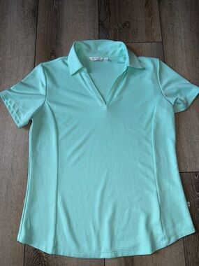 Lady Hagen Mint Green Polo-Style Short Sleeve Top